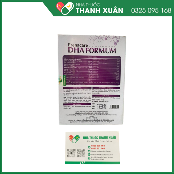 Prenacare DHA FORMUM Hỗ trợ giảm mệt mỏi do thiếu hụt vitamin và khoáng chất